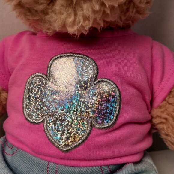 Build A Bear Workshop Bear Girl Scouts Trefoil T Shirt Denim Jean Skirt Set - Picture 13 of 16